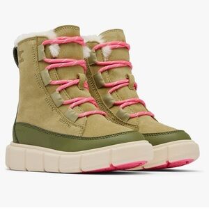 Toddler SOREL Explorer lll Outdoor Boots - Green and Pink
